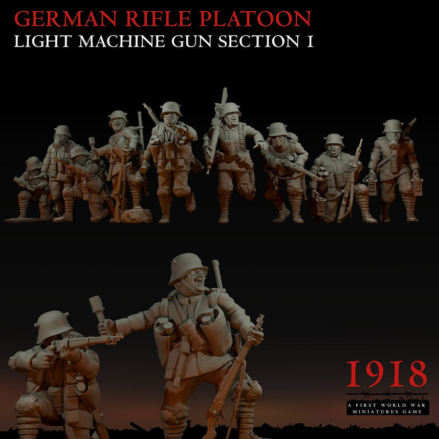 1918 German LMG Section 1 | Warfulcrum Games Historical WW1 Miniatures Role Playing Miniatures