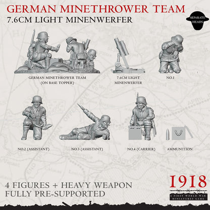 1918 German 7.6cm Light Minenwerfer Team | Warfulcrum Games Historical WW1 Miniatures