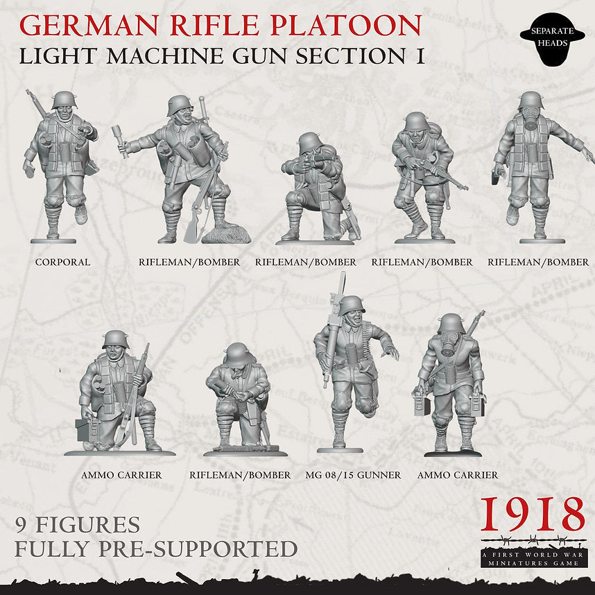 1918 German LMG Section 1 | Warfulcrum Games Historical WW1 Miniatures Role Playing Miniatures