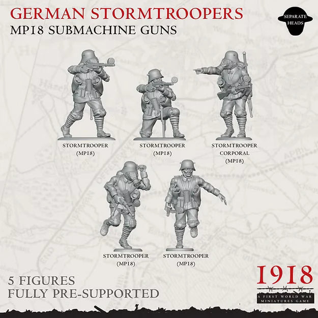 1918 German Stormtrooper Section MP18 | Warfulcrum Games Historical WW1 Miniatures Role Playing Miniatures