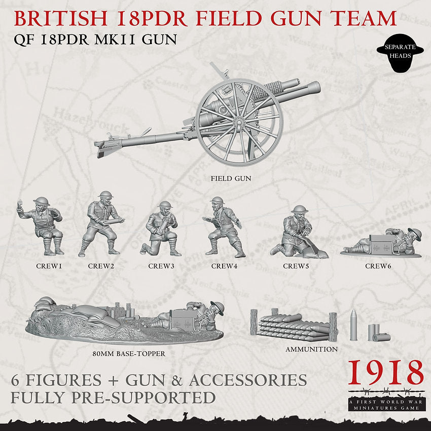 1918 British 18pdr Field Gun Team | Warfulcrum Games Historical WW1 Miniatures