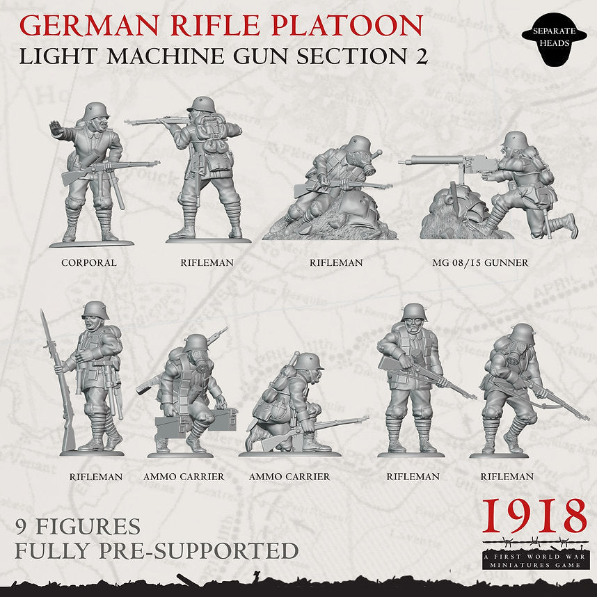 1918 German LMG Section 2 | Warfulcrum Games Historical WW1 Miniatures Role Playing Miniatures