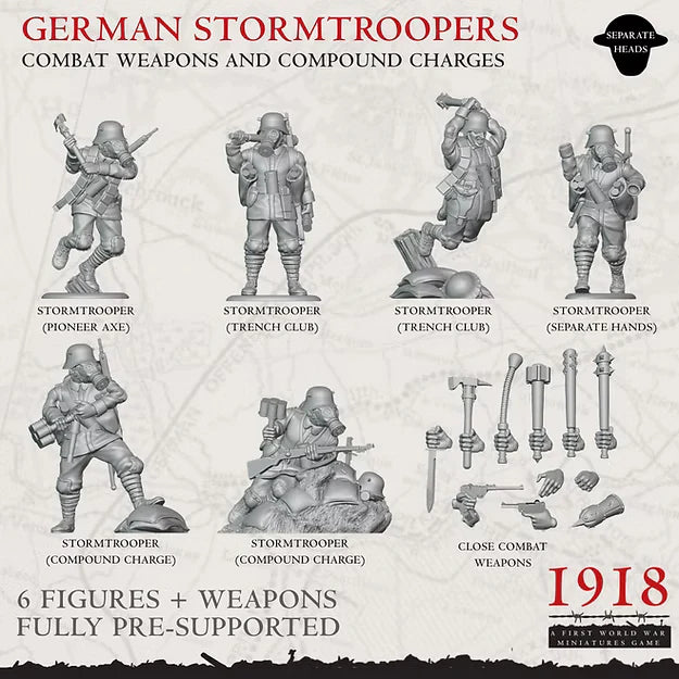 1918 German Stormtrooper Section CCW & Compound Charges | Warfulcrum Games Historical WW1 Miniatures Role Playing