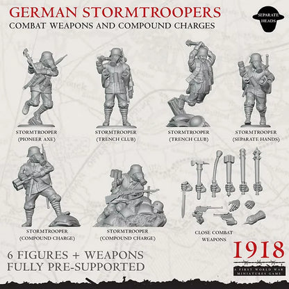 1918 German Stormtrooper Section CCW & Compound Charges | Warfulcrum Games Historical WW1 Miniatures Role Playing