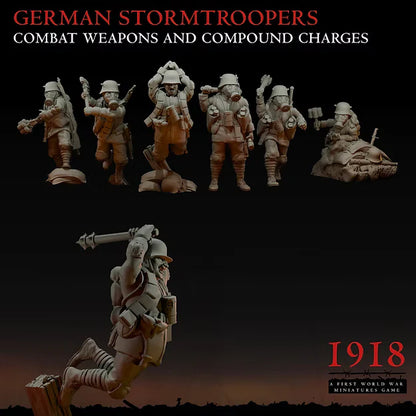 1918 German Stormtrooper Section CCW & Compound Charges | Warfulcrum Games Historical WW1 Miniatures Role Playing