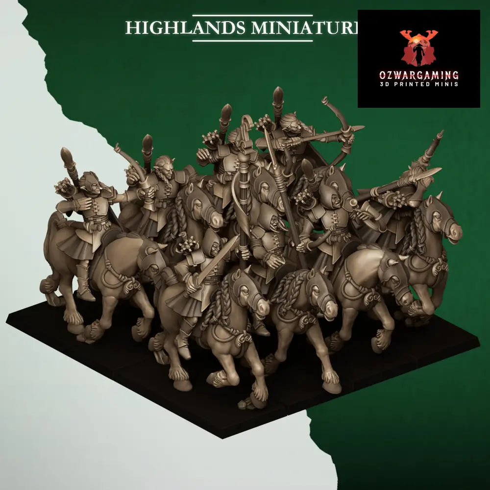 Feral Elves Mounted Archers | Highlands Miniatures 28/32mm Fantasy Wargaming Miniatures Role Playing Miniatures