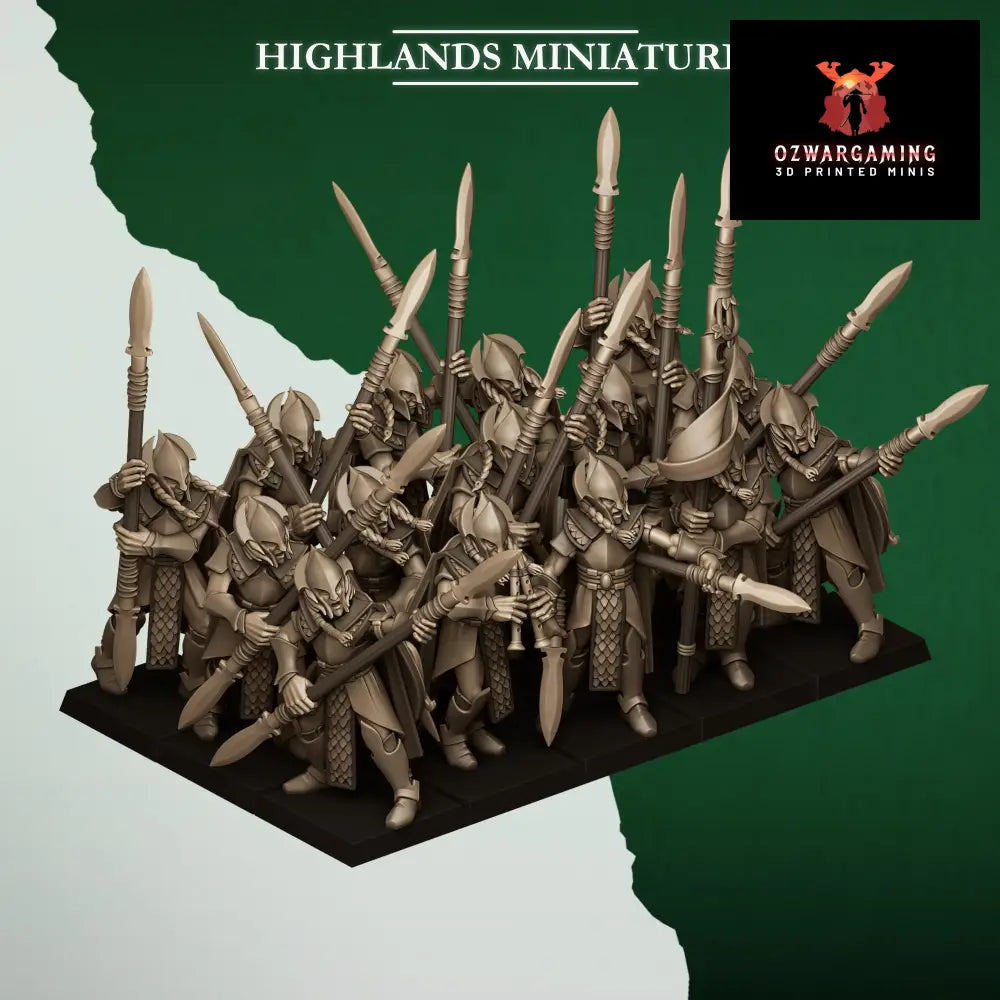Feral Elves Spearmen | Highlands Miniatures 28/32mm Fantasy Wargaming Miniatures Role Playing Miniatures