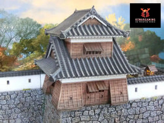 Feudal Japan Castle Wall Corner Tower | 3DAlienWorlds Fantasy and Historical Wargaming Terrain Role Playing Miniatures