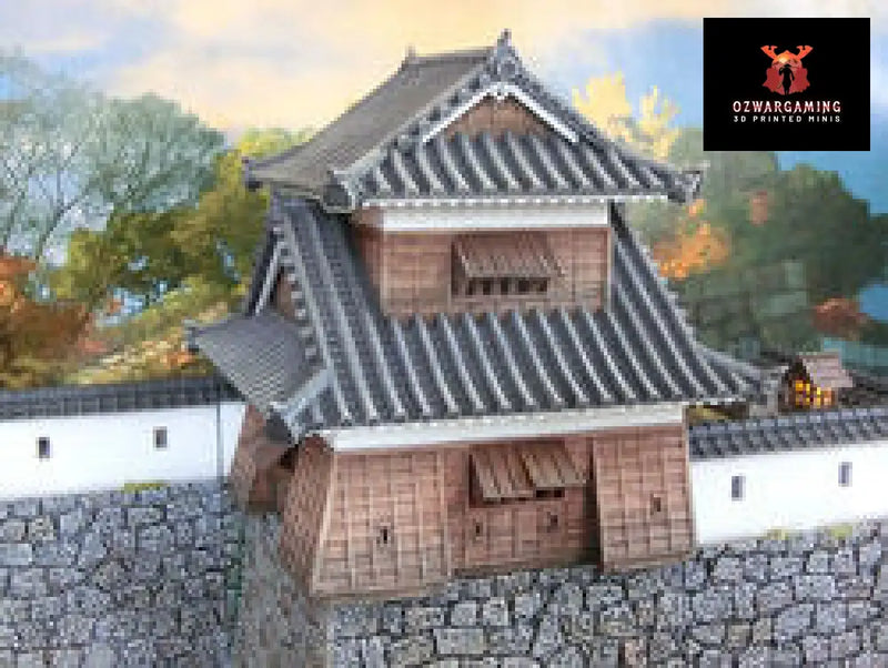 Feudal Japan Castle Wall Corner Tower | 3DAlienWorlds Fantasy and Historical Wargaming Terrain Role Playing Miniatures