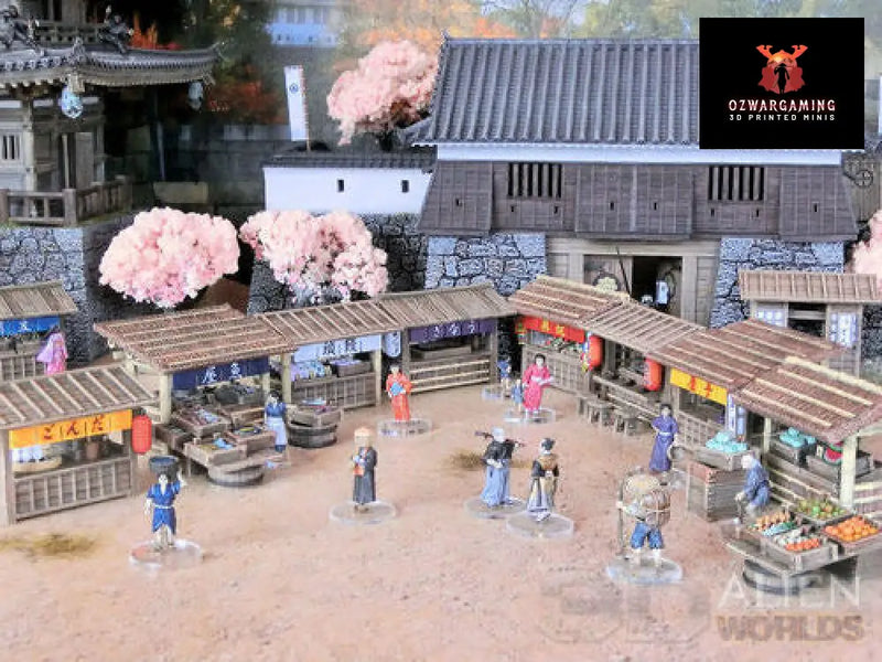 Feudal Japan Market Stalls | 3DAlienWorlds Fantasy and Historical Wargaming Terrain Role Playing Miniatures