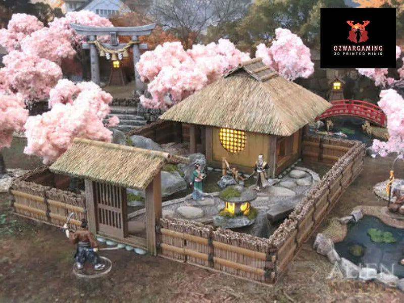 Feudal Japan Teahouse Set | 3DAlienWorlds Fantasy and Historical Wargaming Terrain Role Playing Miniatures