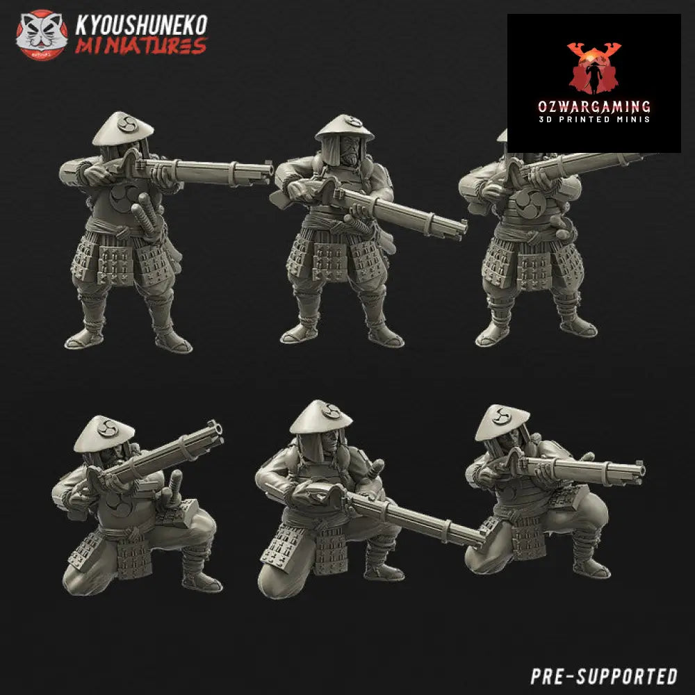 Feudal Japanese Ashigaru Matchlocks | Kyoushuneko 28/32mm Fantasy Wargaming Miniatures Role Playing Miniatures