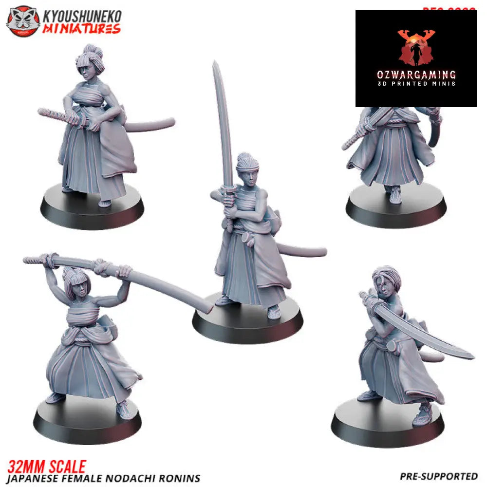 Feudal Japanese Female Nodachi Ronin | Kyoushuneko 28/32mm Fantasy Wargaming Miniatures Role Playing Miniatures