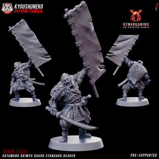 Feudal Japanese Hatamoto with Banner | Kyoushuneko 28/32mm Fantasy Wargaming Miniatures Role Playing Miniatures