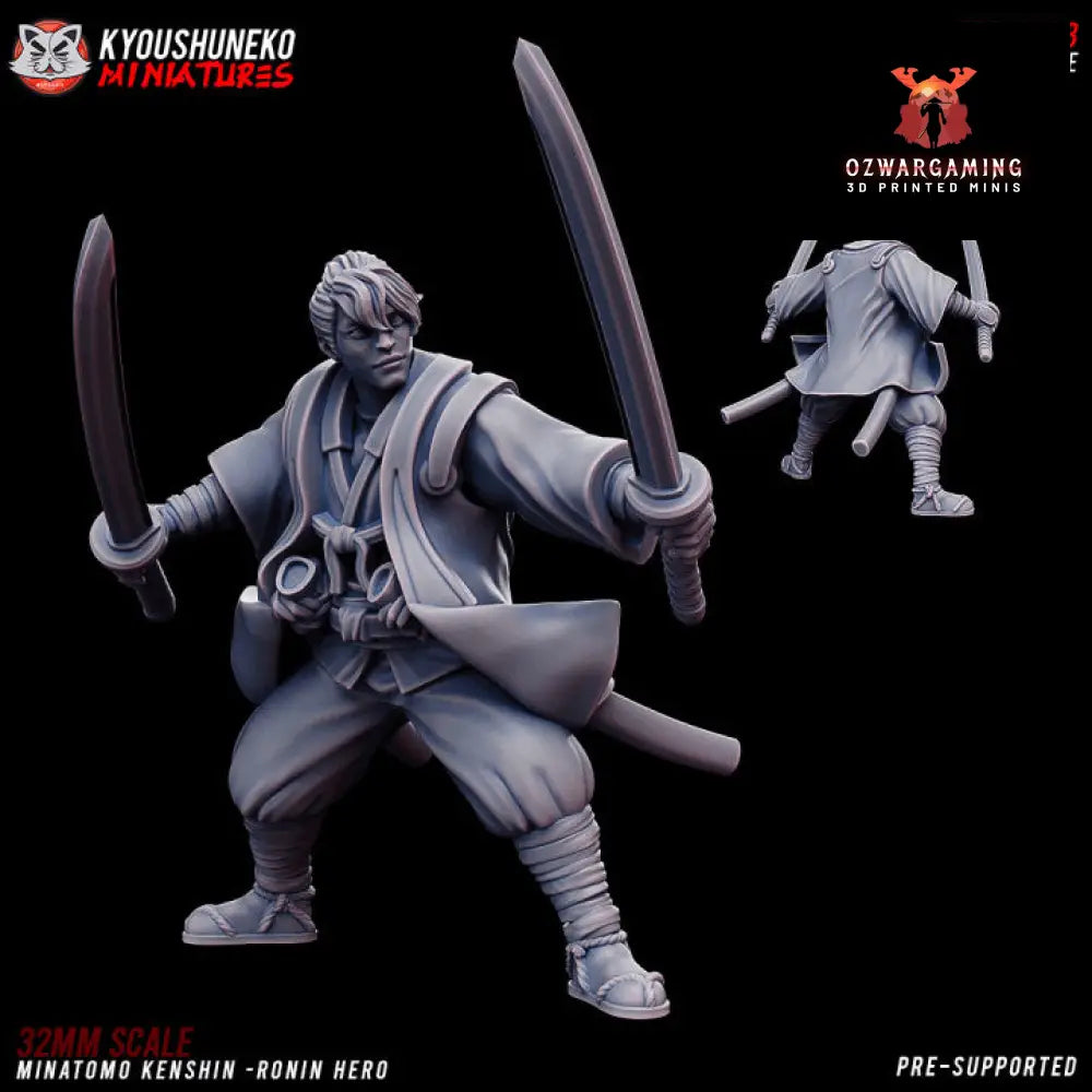 Feudal Japanese Minamoto Kenshin | Kyoushuneko 28/32mm Fantasy Wargaming Miniatures Role Playing Miniatures