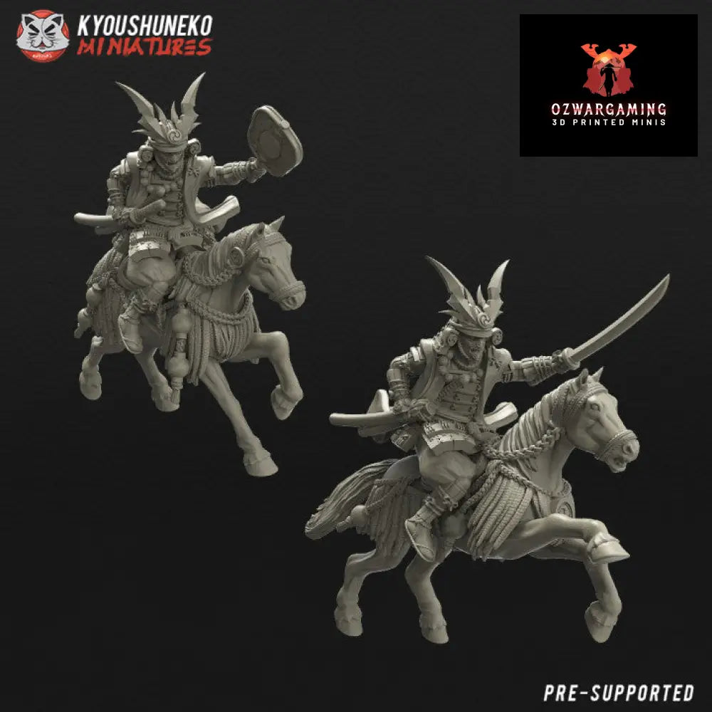 Feudal Japanese Mounted Daimyo | Kyoushuneko 28/32mm Fantasy Wargaming Miniatures Role Playing Miniatures