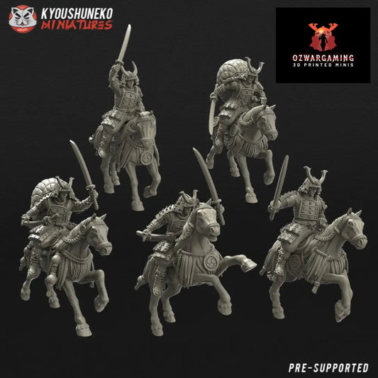 Feudal Japanese Mounted Samurai Katana | Kyoushuneko 28/32mm Fantasy Wargaming Miniatures Role Playing Miniatures