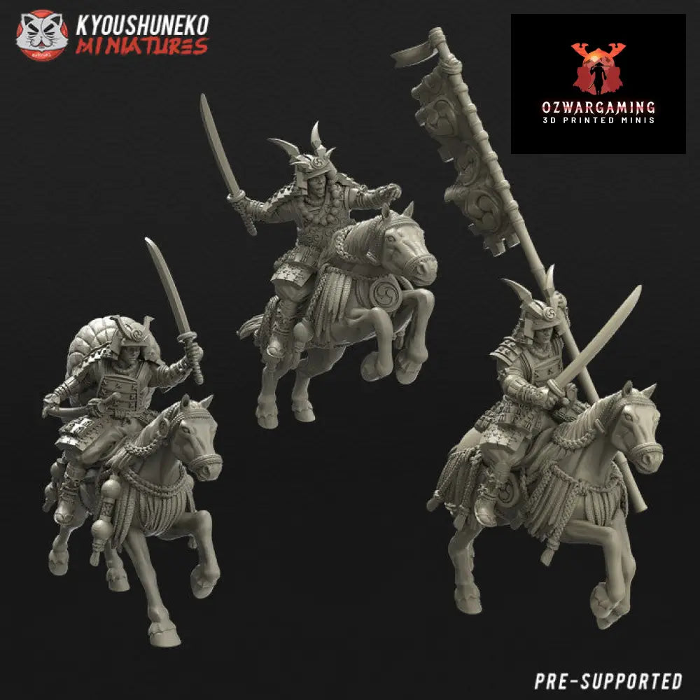 Feudal Japanese Mounted Samurai Polearms | Kyoushuneko 28/32mm Fantasy Wargaming Miniatures Role Playing Miniatures