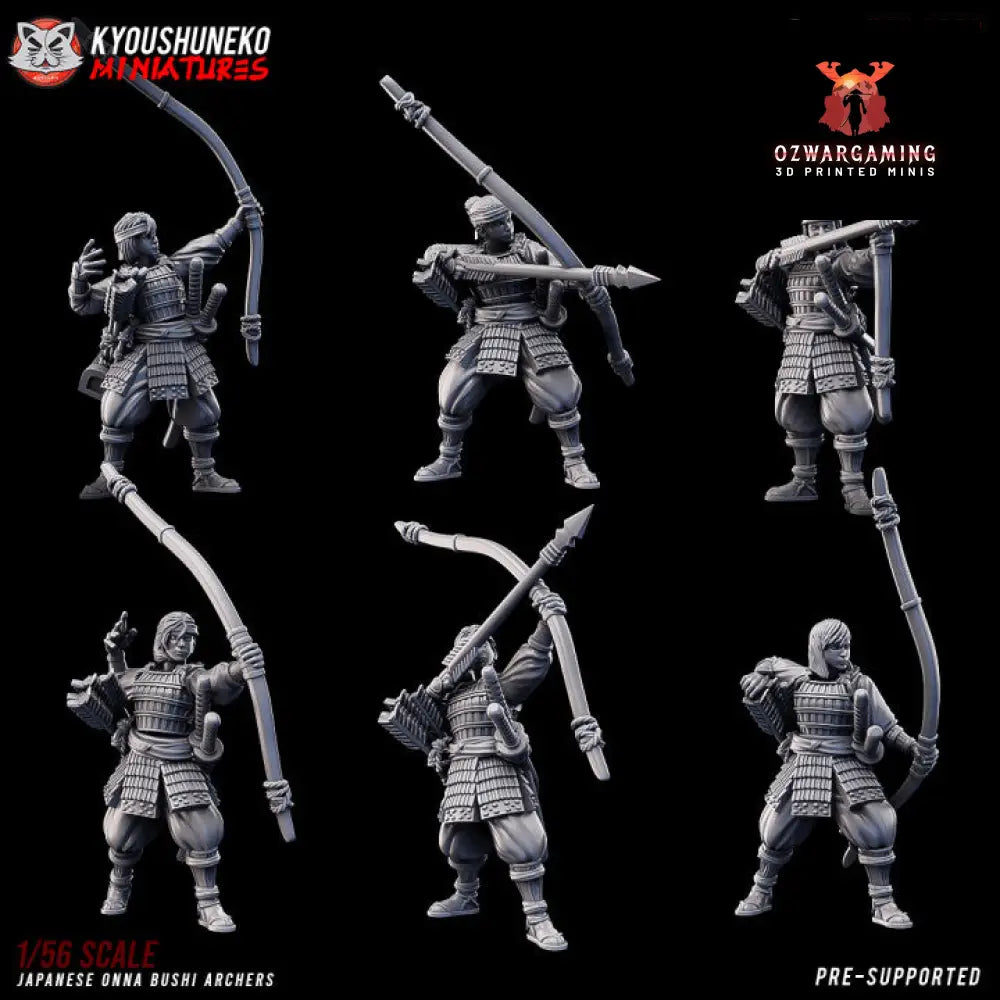 Feudal Japanese Onna Bushi Bows | Kyoushuneko 28/32mm Fantasy Wargaming Miniatures Role Playing Miniatures