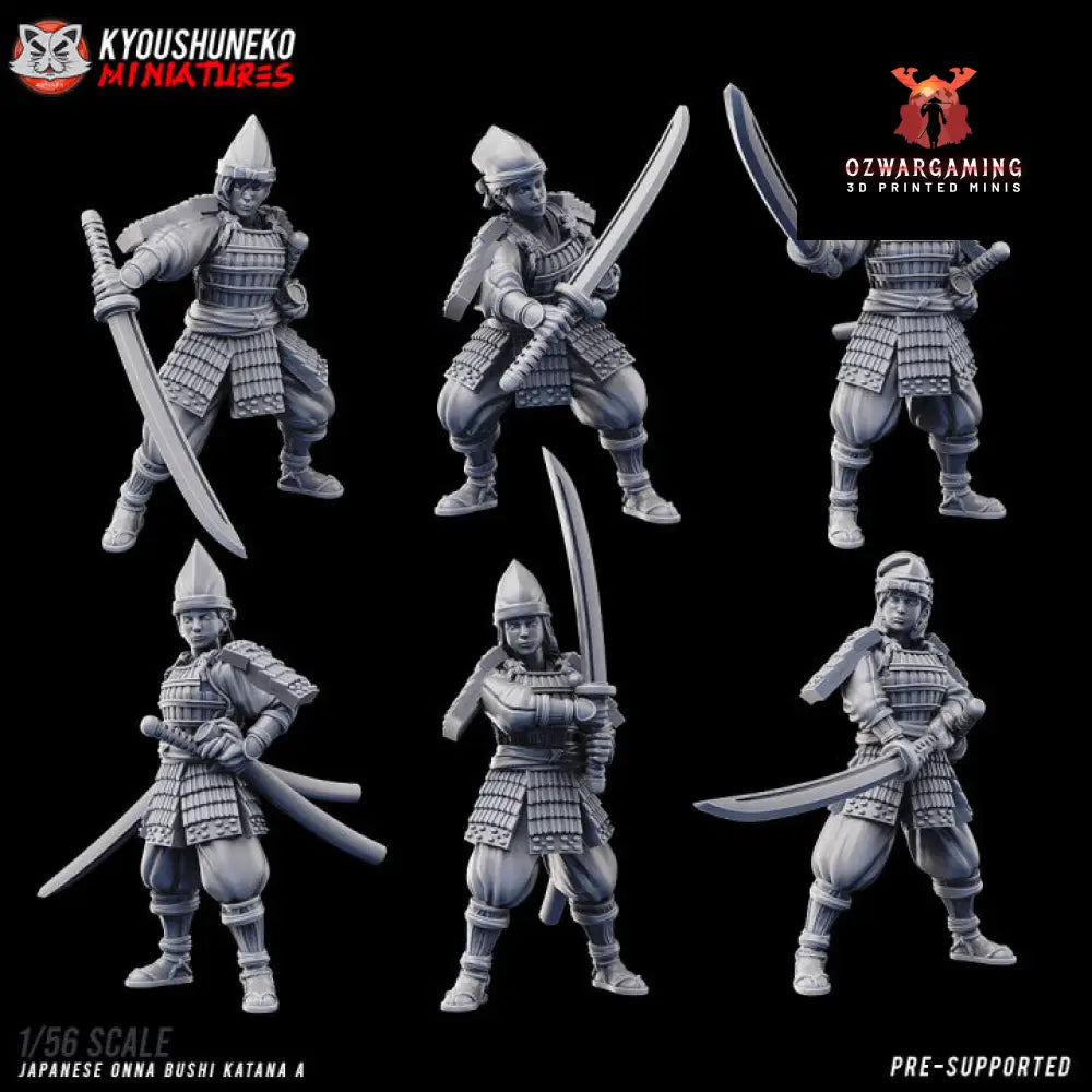 Feudal Japanese Onna Bushi Katanas | Kyoushuneko 28/32mm Fantasy Wargaming Miniatures Role Playing Miniatures