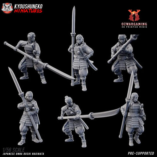 Feudal Japanese Onna Bushi Naginatas | Kyoushuneko 28/32mm Fantasy Wargaming Miniatures Role Playing Miniatures