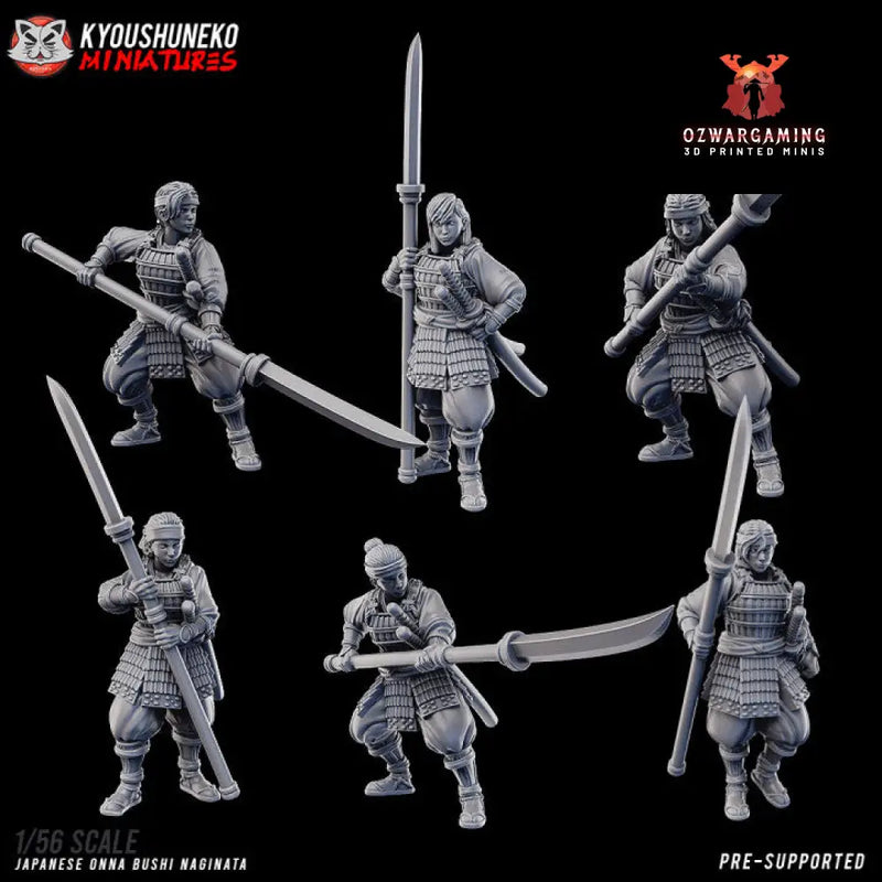 Feudal Japanese Onna Bushi Naginatas | Kyoushuneko 28/32mm Fantasy Wargaming Miniatures Role Playing Miniatures