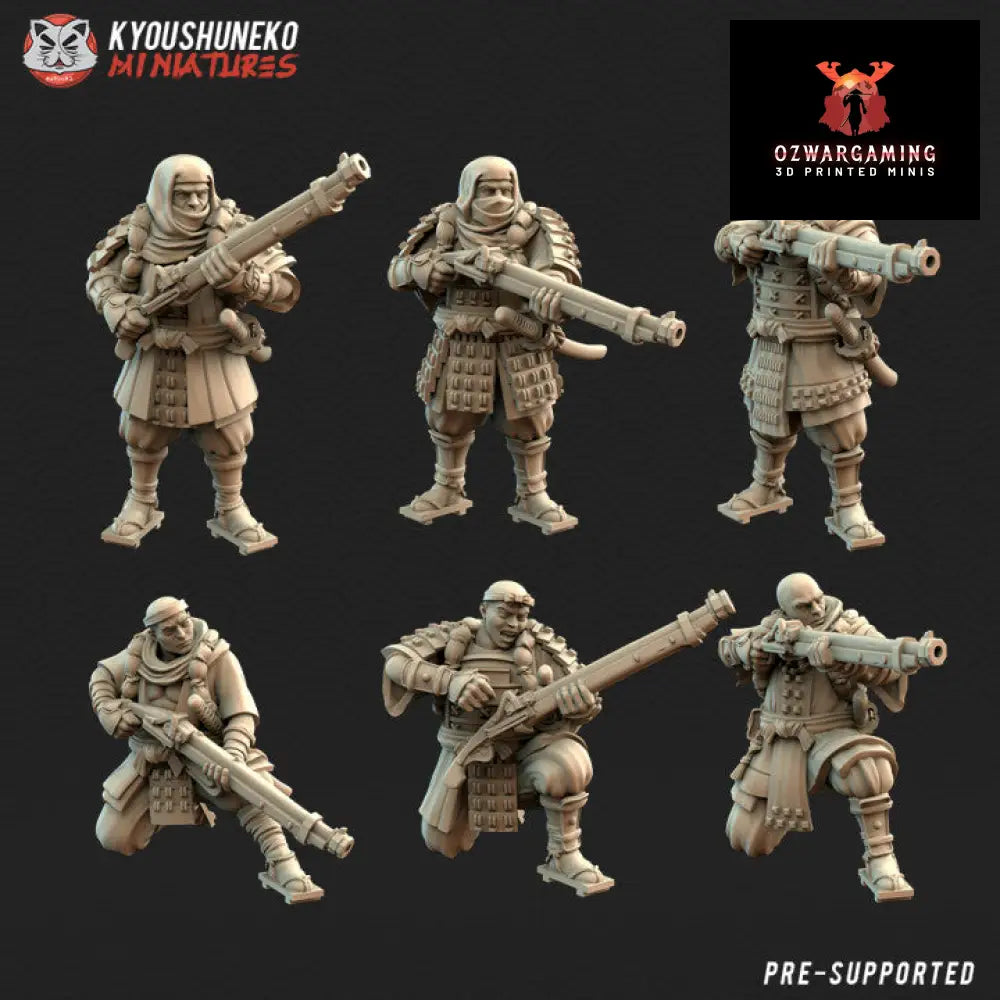 Feudal Japanese Sohei Monk Matchlocks | Kyoushuneko 28/32mm Fantasy Wargaming Miniatures Role Playing Miniatures