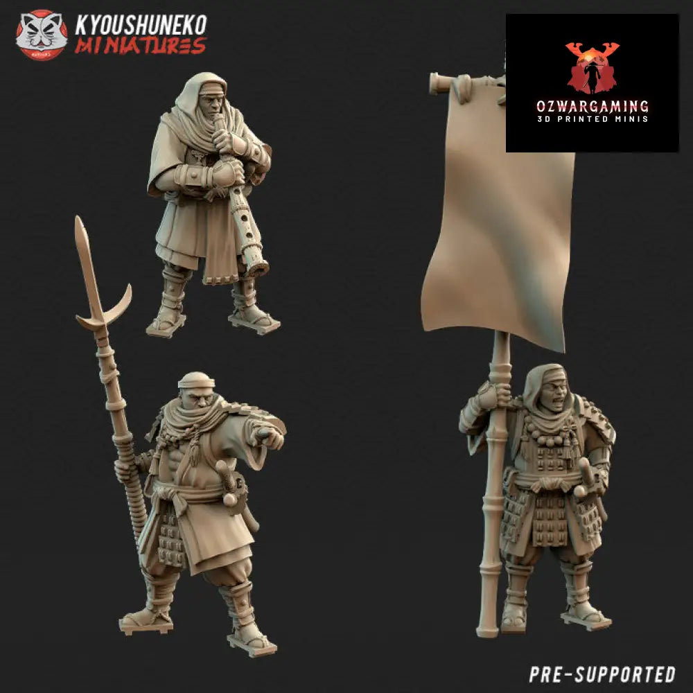 Feudal Japanese Sohei Monk Matchlocks | Kyoushuneko 28/32mm Fantasy Wargaming Miniatures Role Playing Miniatures