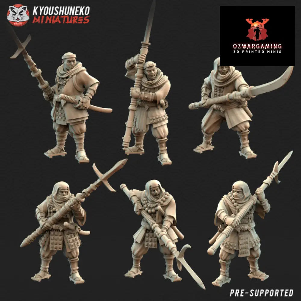 Feudal Japanese Sohei Monk Polearms | Kyoushuneko 28/32mm Fantasy Wargaming Miniatures Role Playing Miniatures