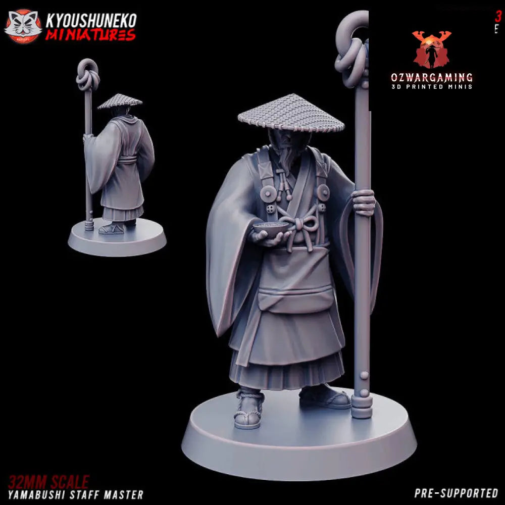 Feudal Japanese Yamabushi Staff Master | Kyoushuneko 28/32mm Fantasy Wargaming Miniatures Role Playing Miniatures