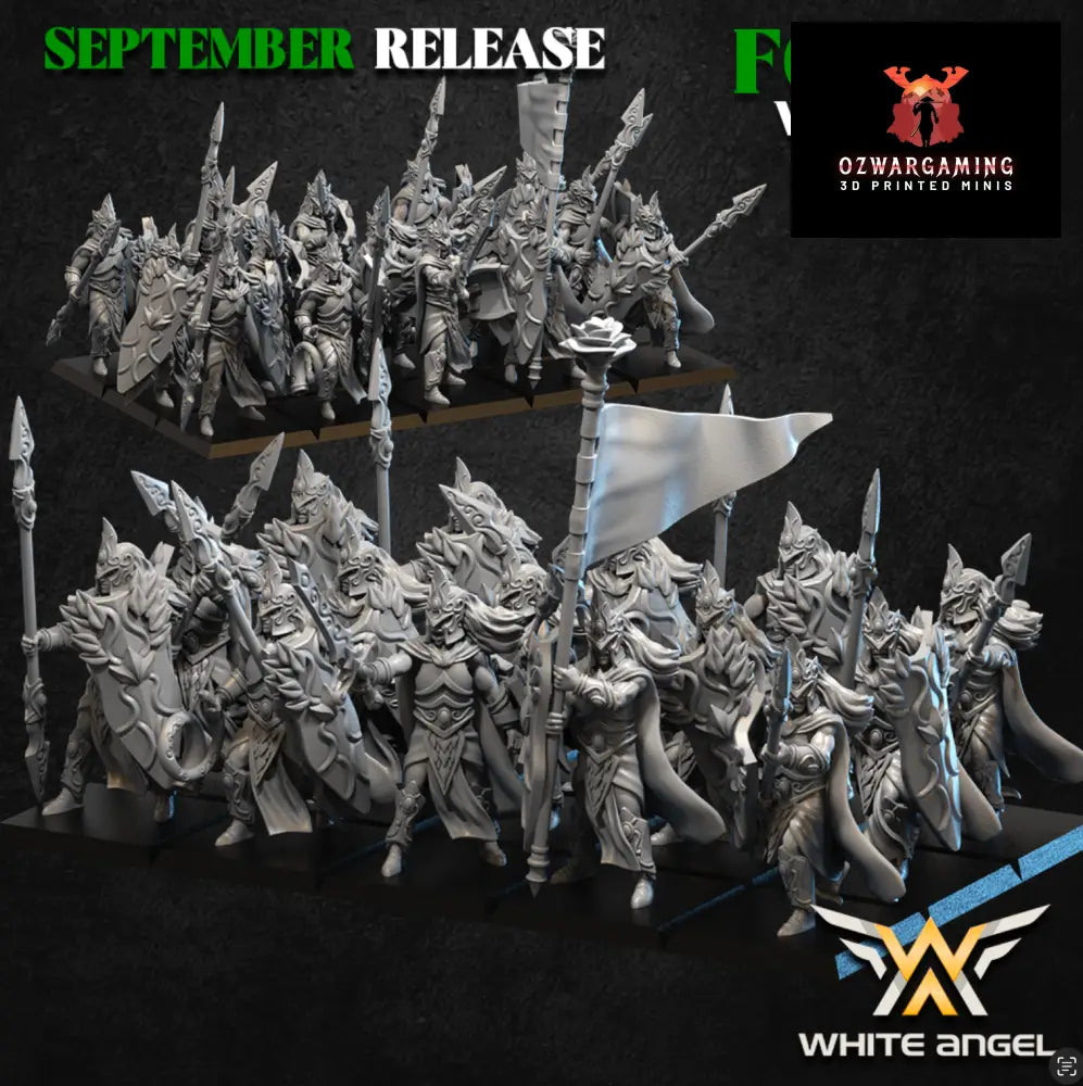 Forest Elves Forest Spearmen | White Angel 28/32mm Fantasy Wargaming Miniatures Role Playing Miniatures