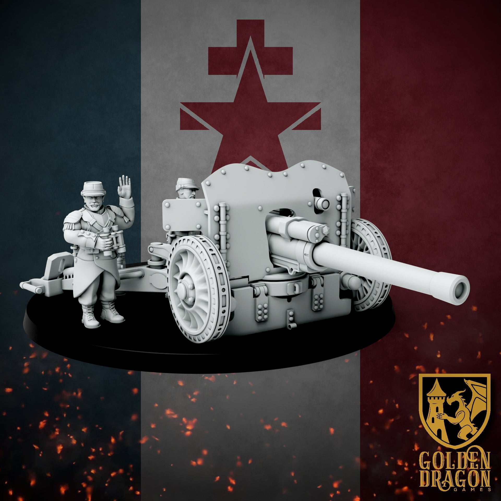 New French Republic Towed Guns | Golden Dragon Games Weird WW2 Anti Tank Role Playing Miniatures