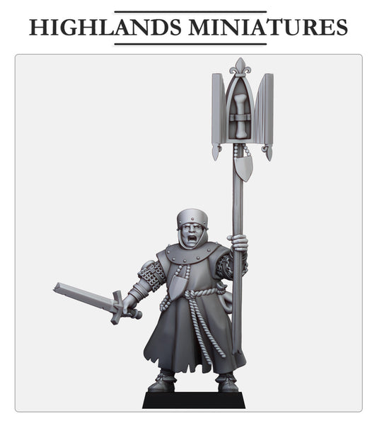 Kingdom Of Gallia Cleric w Relic | Highlands Miniatures 28/32mm Fantasy Wargaming Miniatures Role Playing Miniatures