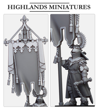 Kingdom Of Gallia Battle Standard Bearer | Highlands Miniatures 28/32mm Fantasy Wargaming Miniatures Role Playing