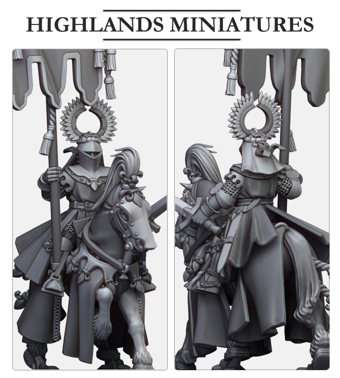 Kingdom Of Gallia Battle Standard Bearer | Highlands Miniatures 28/32mm Fantasy Wargaming Miniatures Role Playing