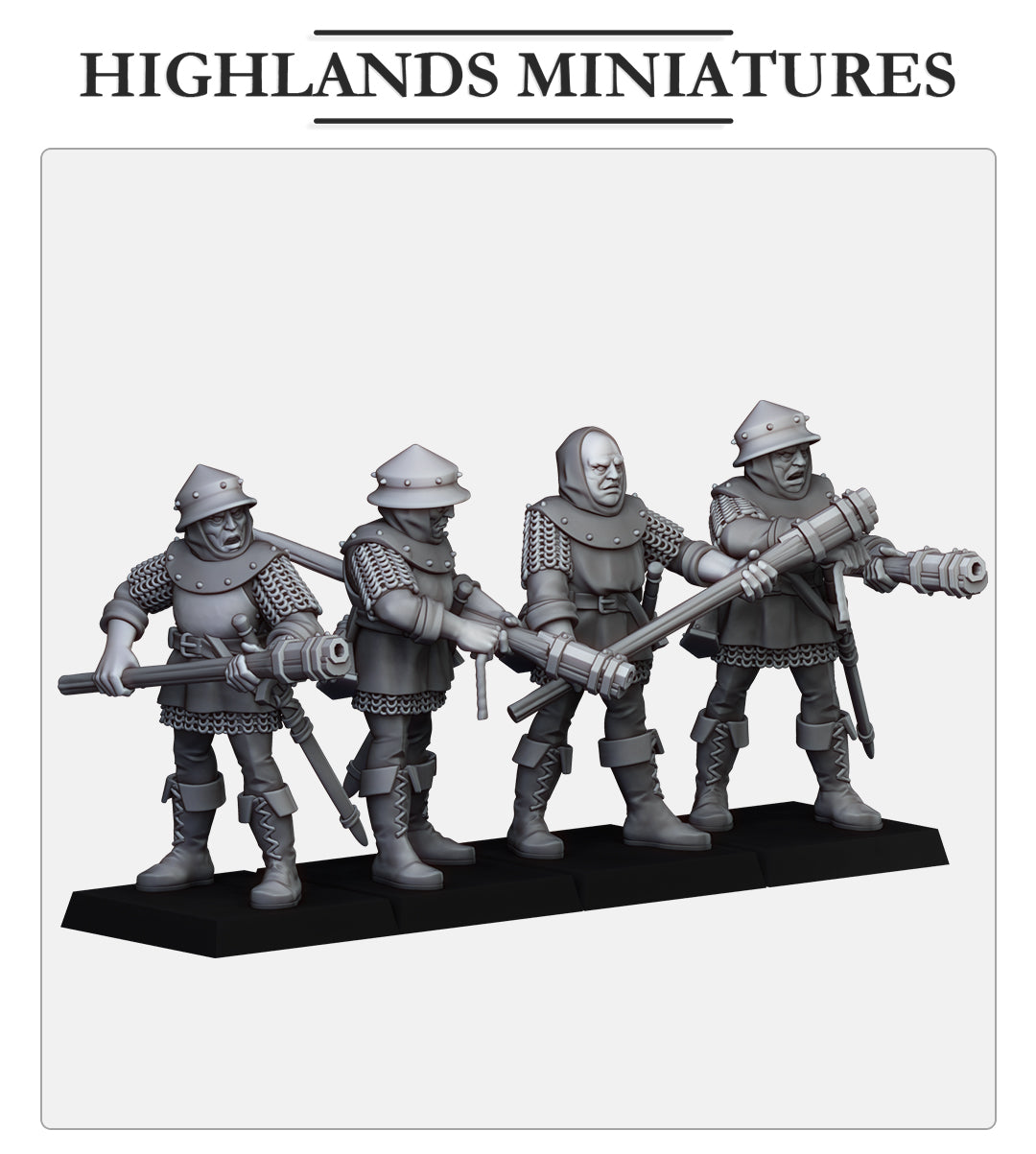 Kingdom of Gallia Handgunners | Highlands Miniatures 28/32mm Fantasy Wargaming Miniatures Role Playing Miniatures