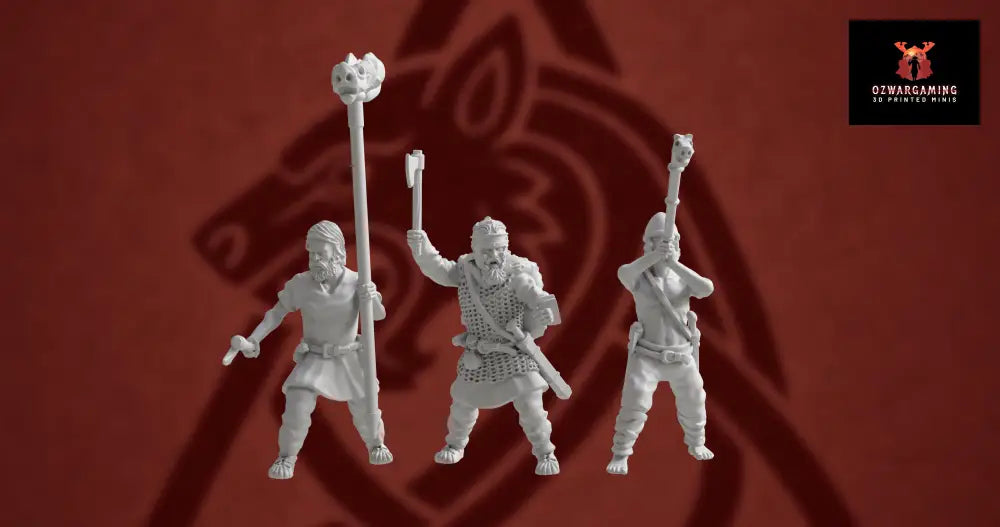 Germanic Tribes Warriors Command 1 | 3D Breed 28mm Ancients Wargaming Miniatures Role Playing Miniatures