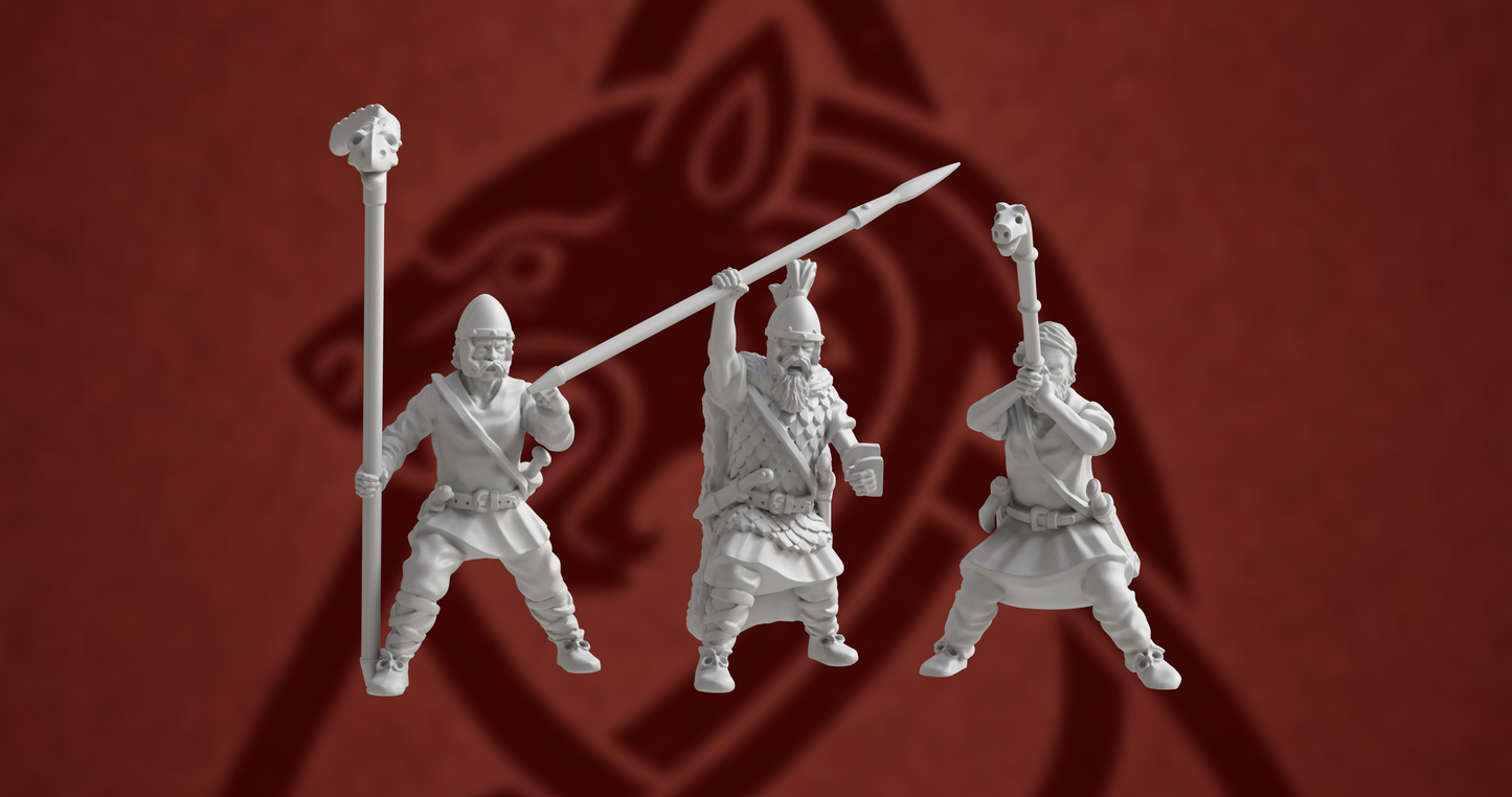 Germanic Tribes Warriors Command | 3D Breed 28mm Ancients Wargaming Miniatures Role Playing Miniatures