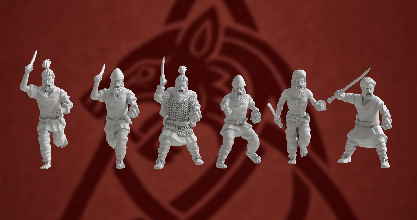 Germanic Tribes Warriors Falx | 3D Breed 28mm Ancients Wargaming Miniatures Role Playing Miniatures