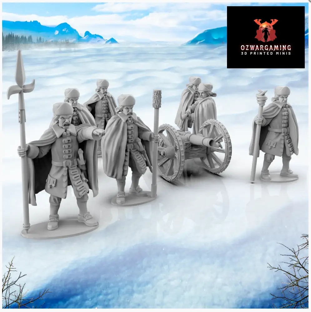 GNW Swedish Artillery with Coats | Battlecat 28mm Historical Wargaming Miniatures Role Playing Miniatures