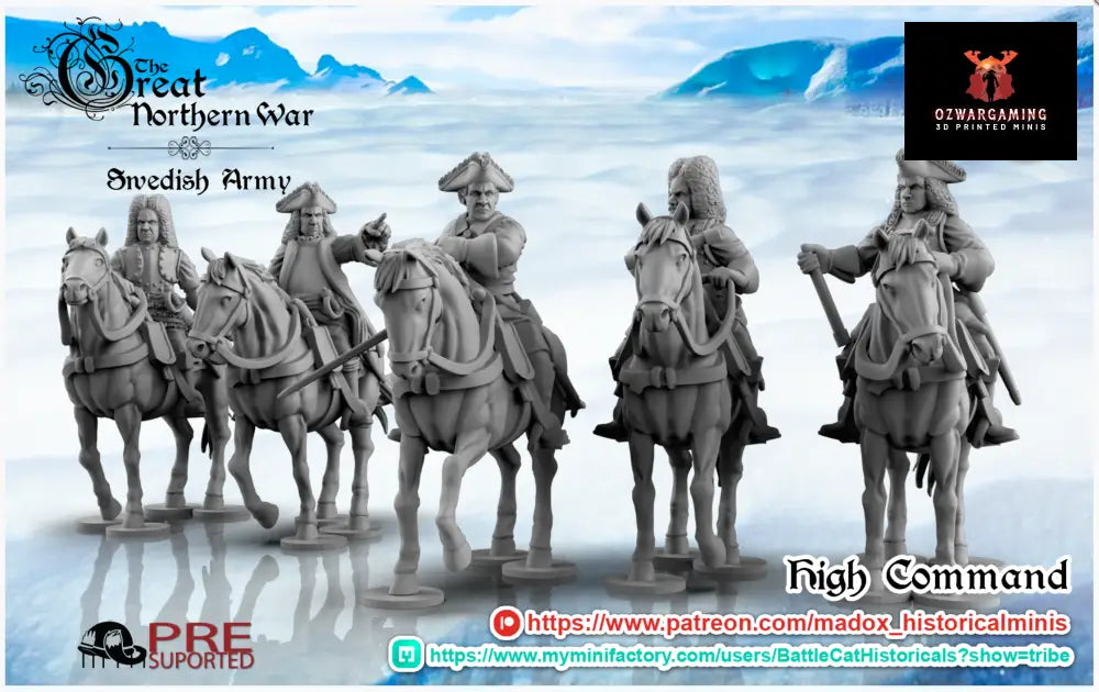 GNW Swedish High Command | Battlecat 28mm Historical Wargaming Miniatures Role Playing Miniatures