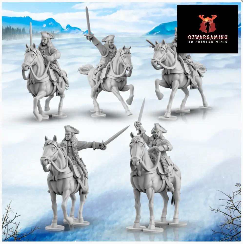 GNW Swedish Mounted Officers | Battlecat 28mm Historical Wargaming Miniatures Role Playing Miniatures