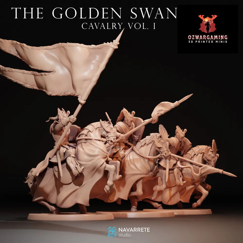 Golden Swan Knight Cavalry | Navarrete Studios 25mm Fantasy Wargaming Miniatures