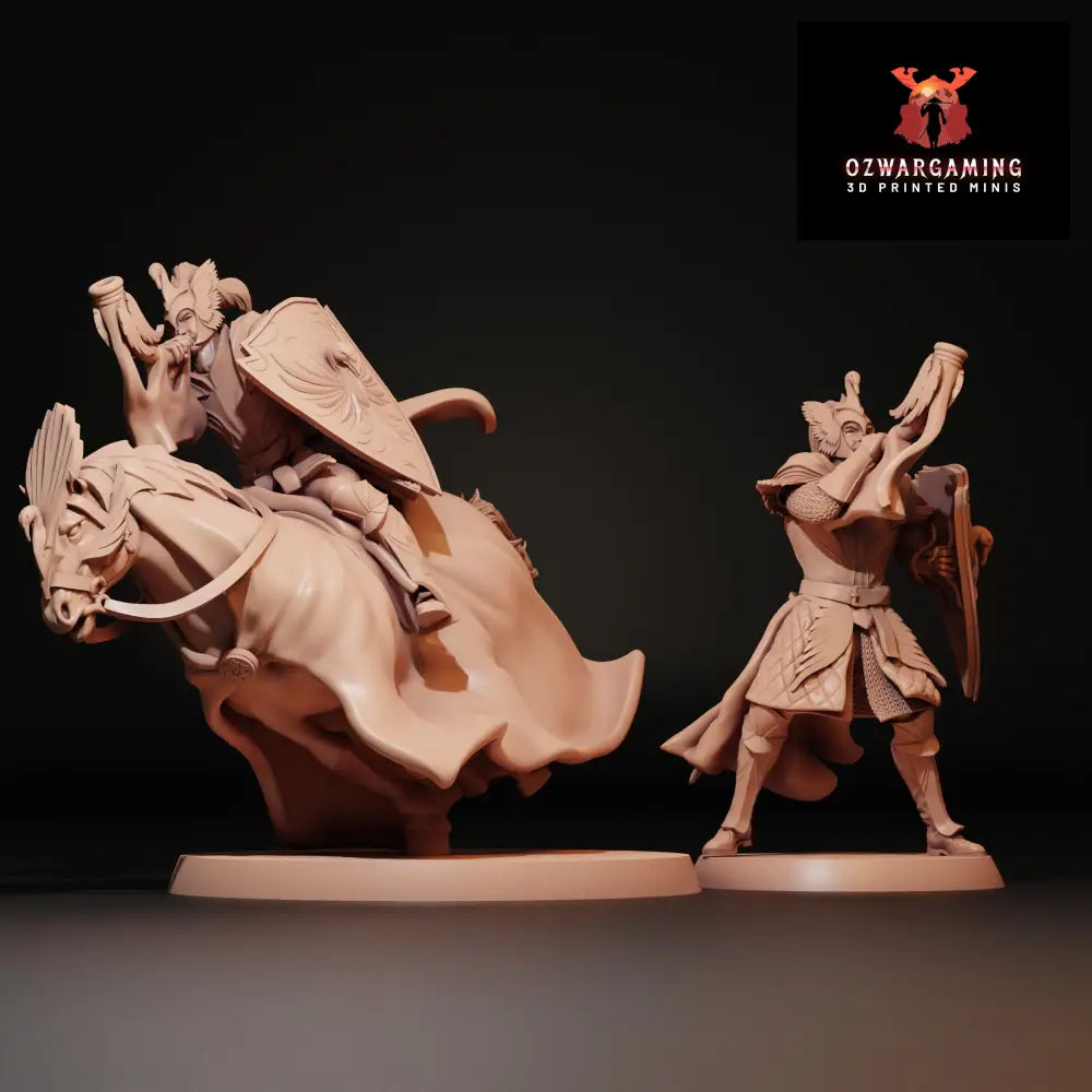Golden Swan Knight Warhorn Foot and Mounted | Navarrete Studios 25mm Fantasy Wargaming Miniatures