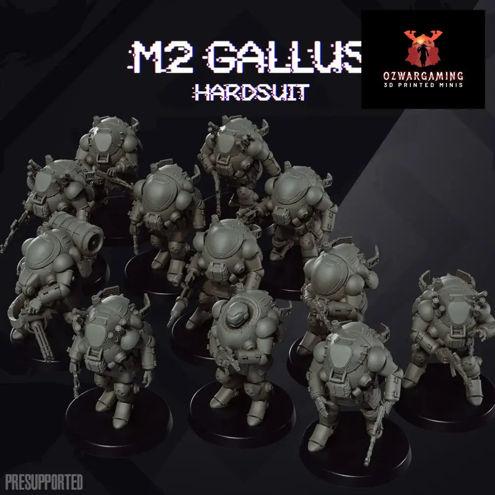 Hard Sci Fi: M2 Gallus Hardsuits | Skullforge Studios 32mm Wargaming Miniatures Role Playing Miniatures