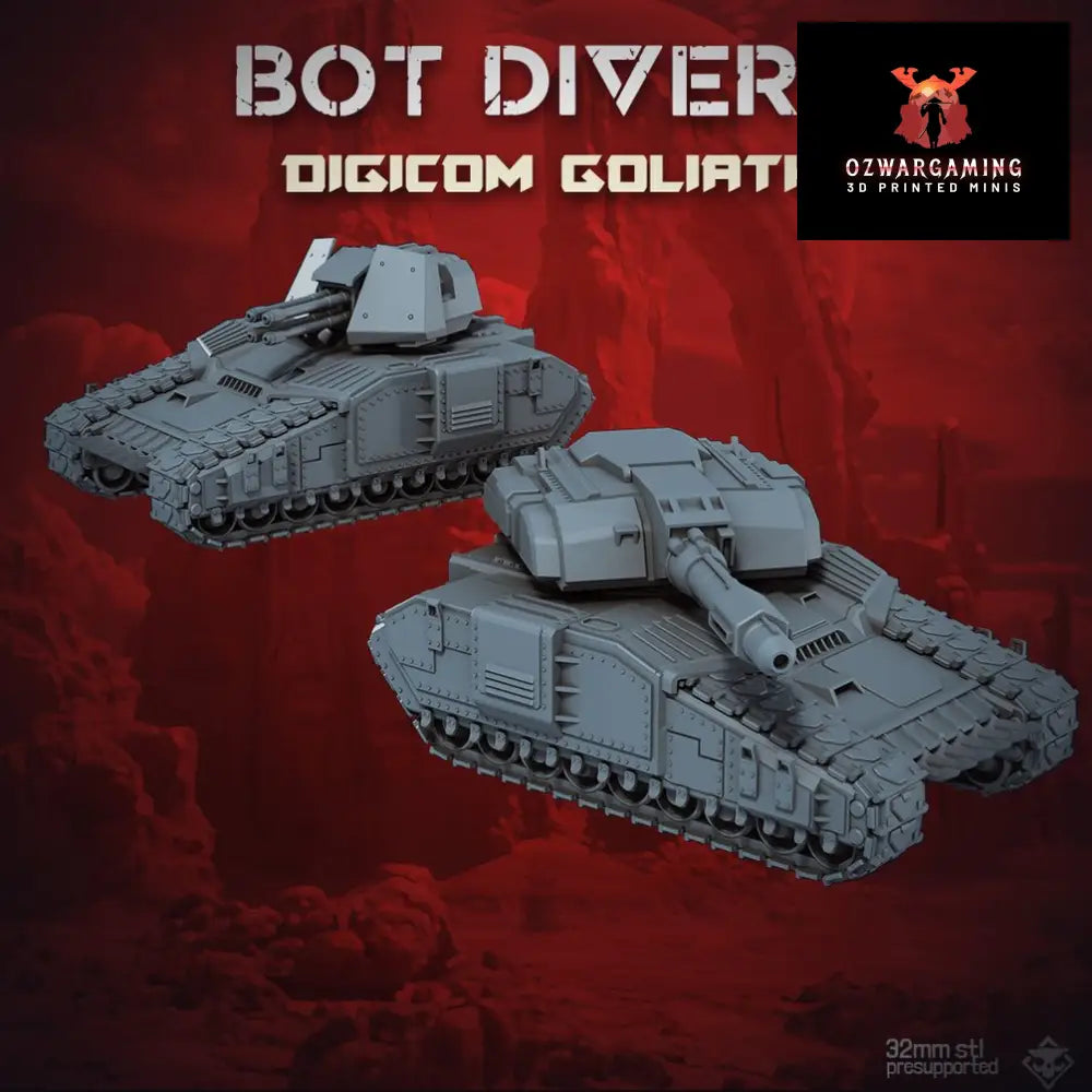 Heckdivers: Digicom Goliath Tank | Skullforge Studios 32mm Wargaming Miniatures Role Playing Miniatures