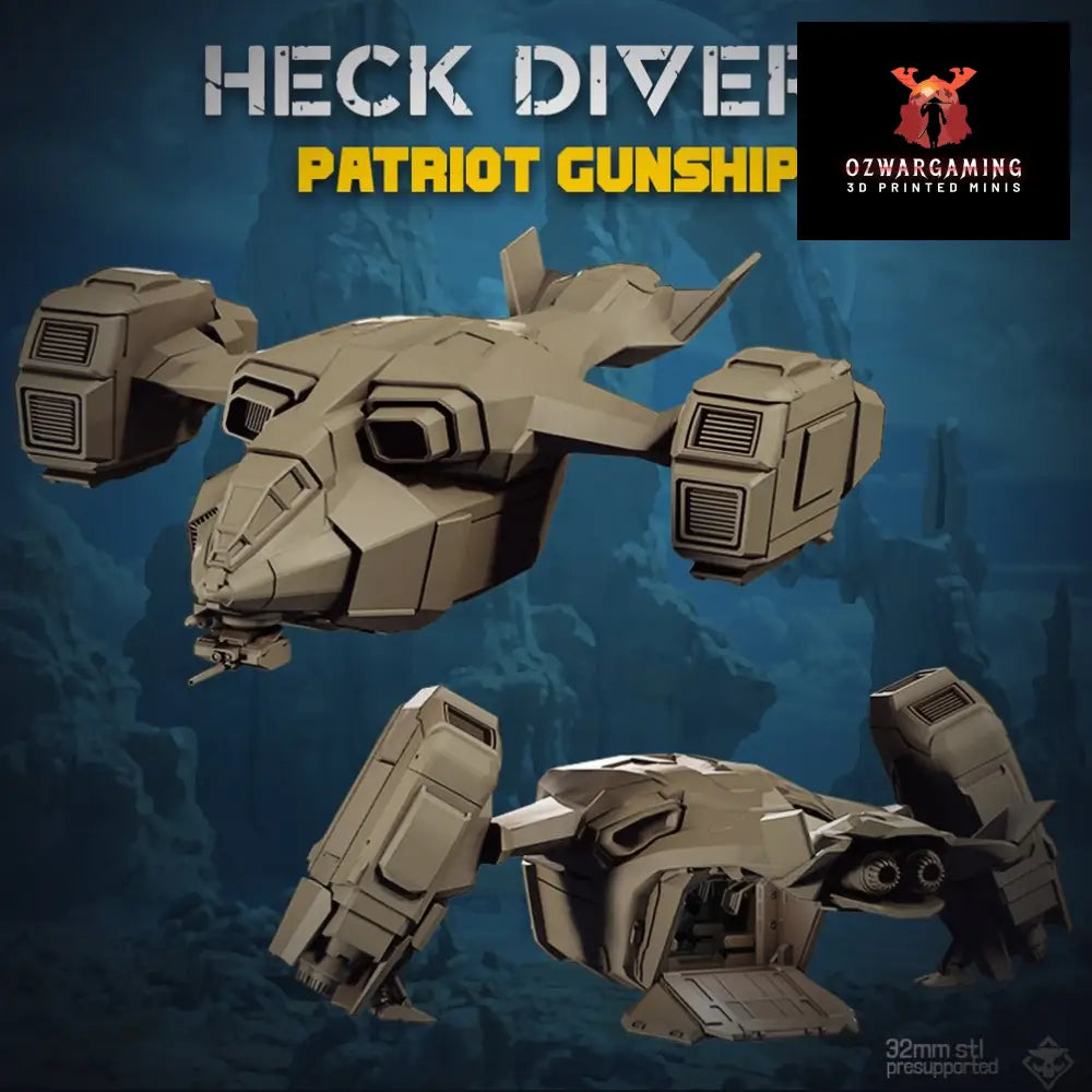Heckdivers: Patriot Gunship | Skullforge Studios 32mm Wargaming Miniatures Role Playing Miniatures