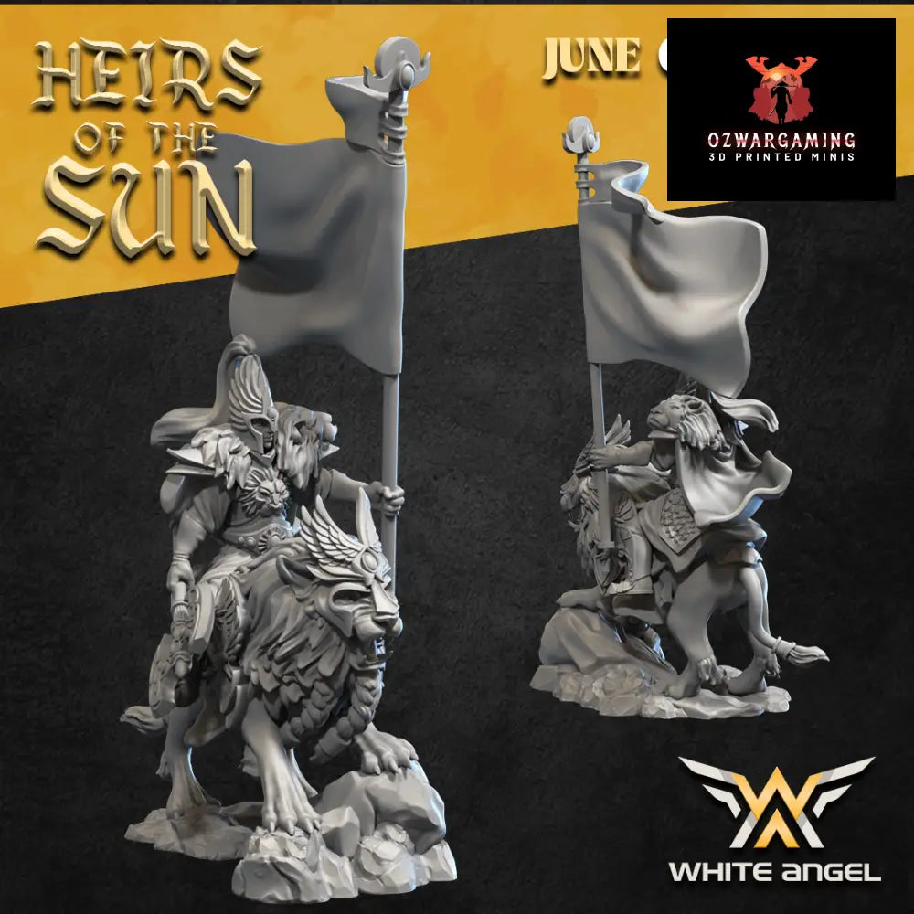 High Elf Mounted Lion Standard | White Angel 28/32mm Fantasy Wargaming Miniatures