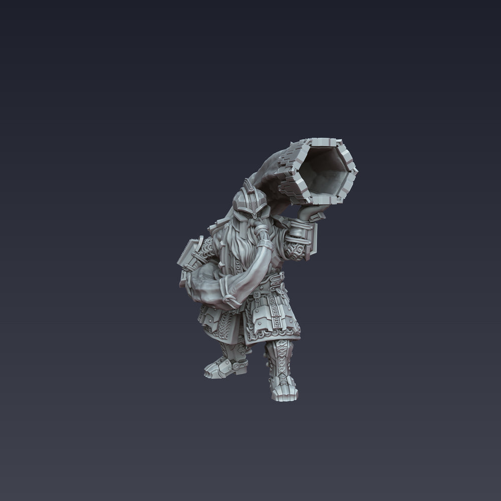 Iron Blooded Dwarf Horn Blower | 25mm Fantasy Wargaming Miniatures