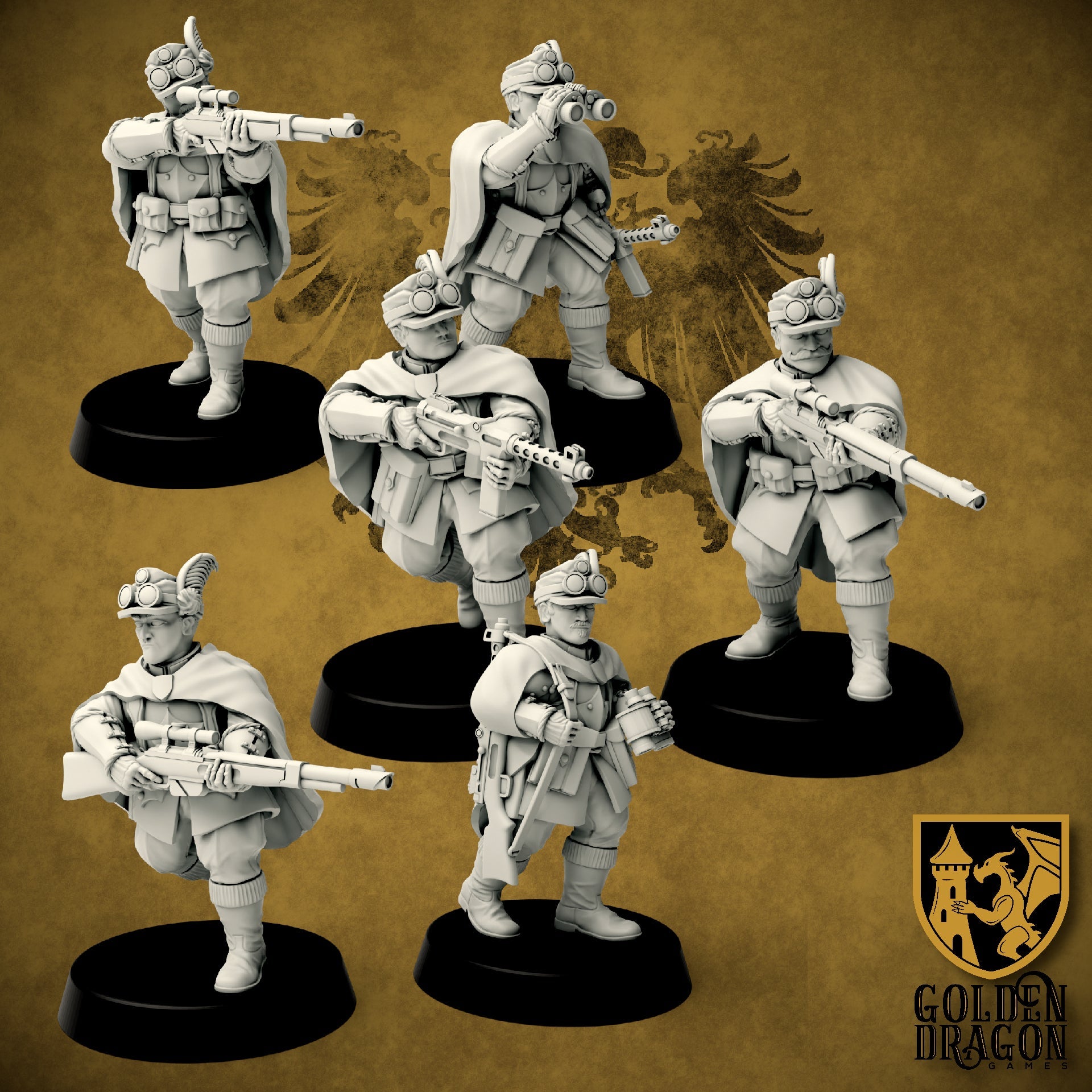 Holy Roman Empire Sharfschutze Team | Golden Dragon Games Weird WW2 Role Playing Miniatures